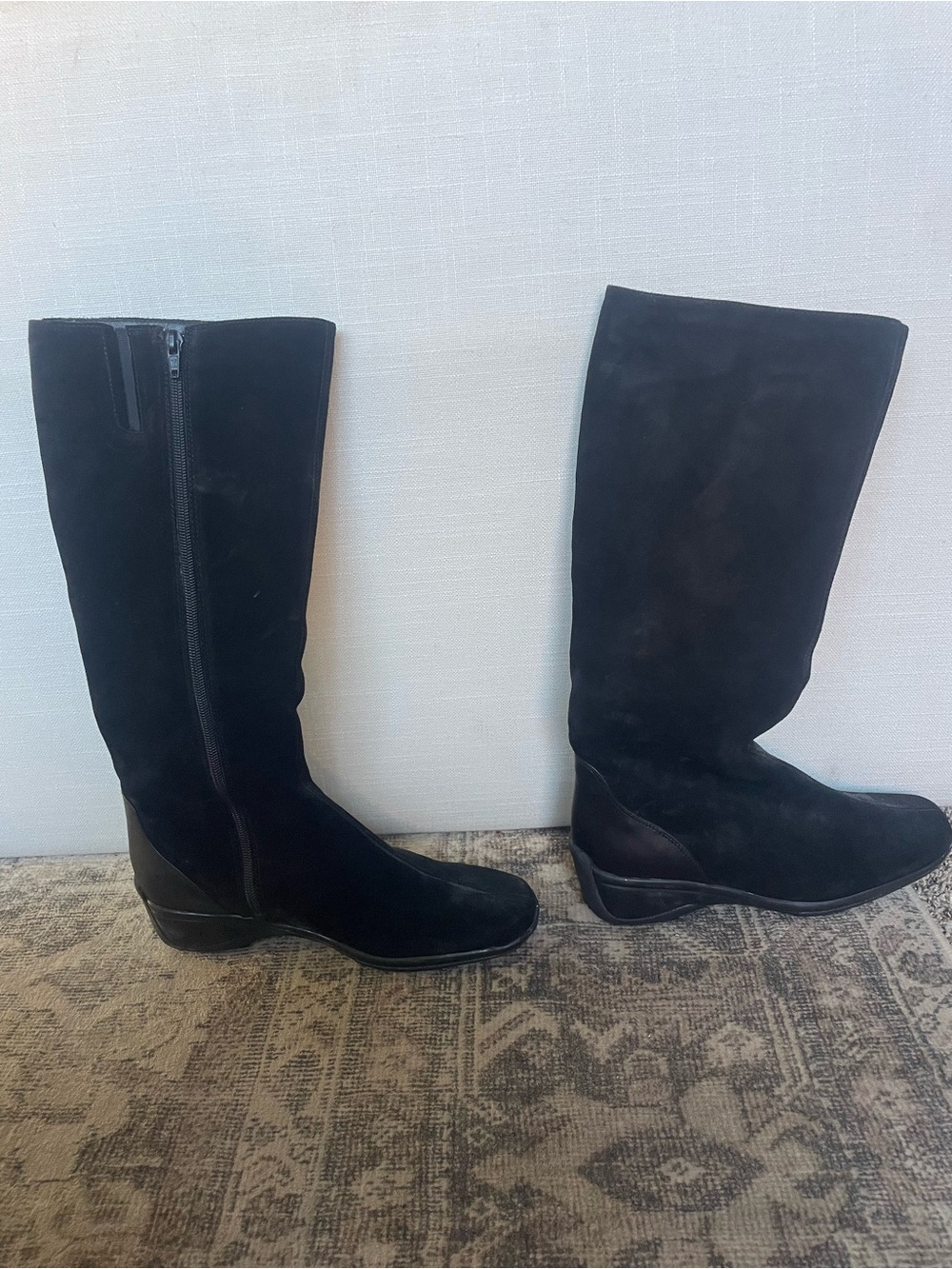 Aquatalia Black Suede Over-the-Knee Zip Boots